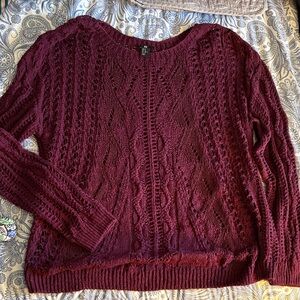 H&M Burgundy Cable Knit Sweater
